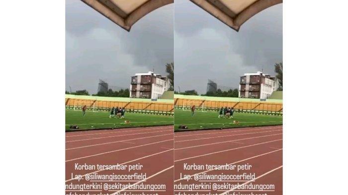 Viral Detik-detik Pemain Sepak Bola Tewas Tersambar Petir di Stadion Siliwangi