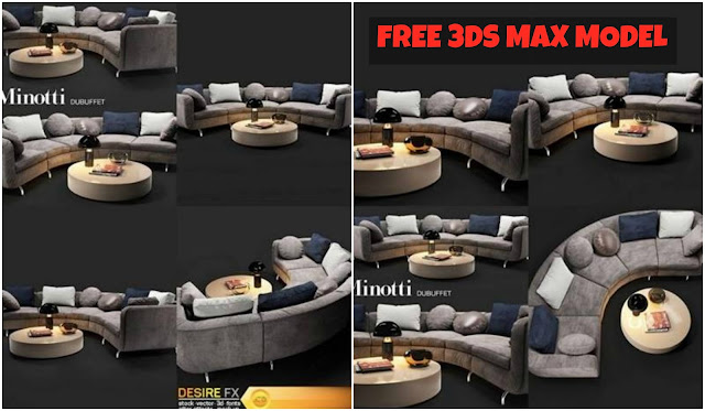 Free 3ds max amazing sofa minotti for living room