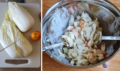 Zubereitung Chinakohl-Mandarinen-Salat mit Kombucha-Joghurt-Dressing