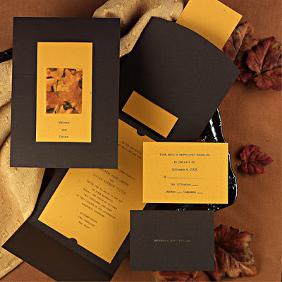 cheap letterpress fall wedding invitations