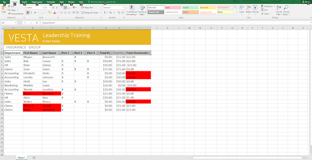 Spreadsheet for assignment