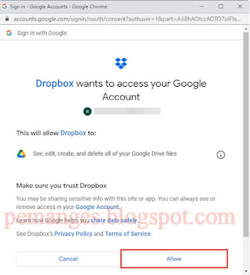 Cara menyalin file dari Google Drive ke Dropbox