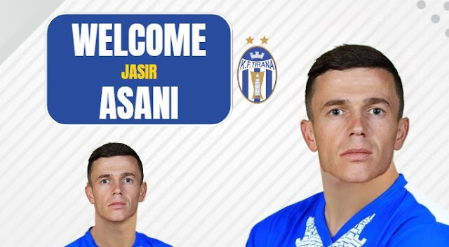 Official banner "Welcome Jasir Asani" (Tirana FC)