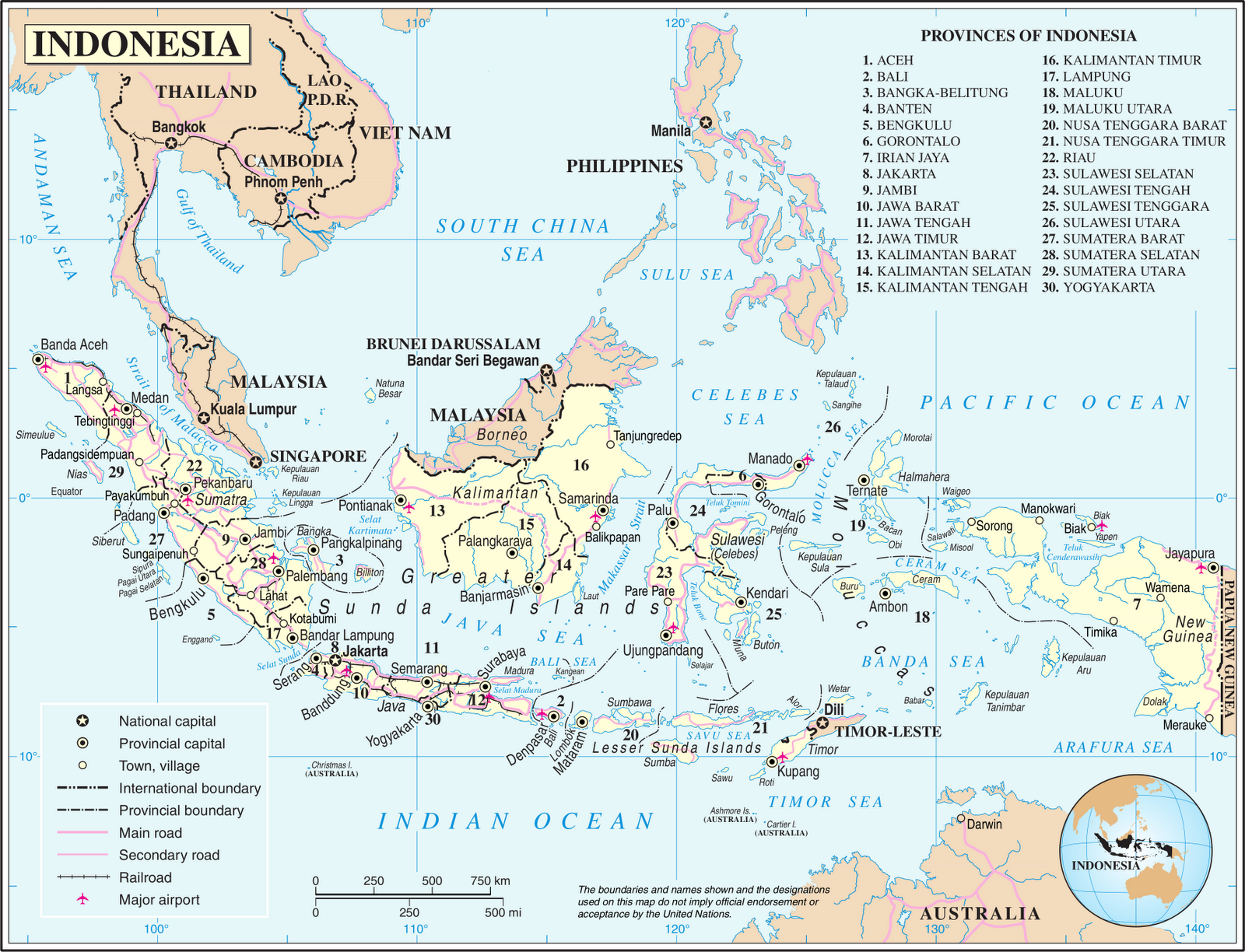  Kaart  landen Zuidoost Azi  Kaart  Indonesi  en Jakarta
