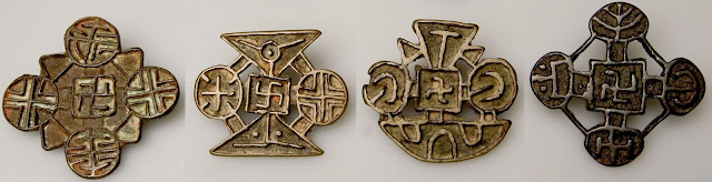 4 Nestorian Christian bronze artifacts with swastikas.