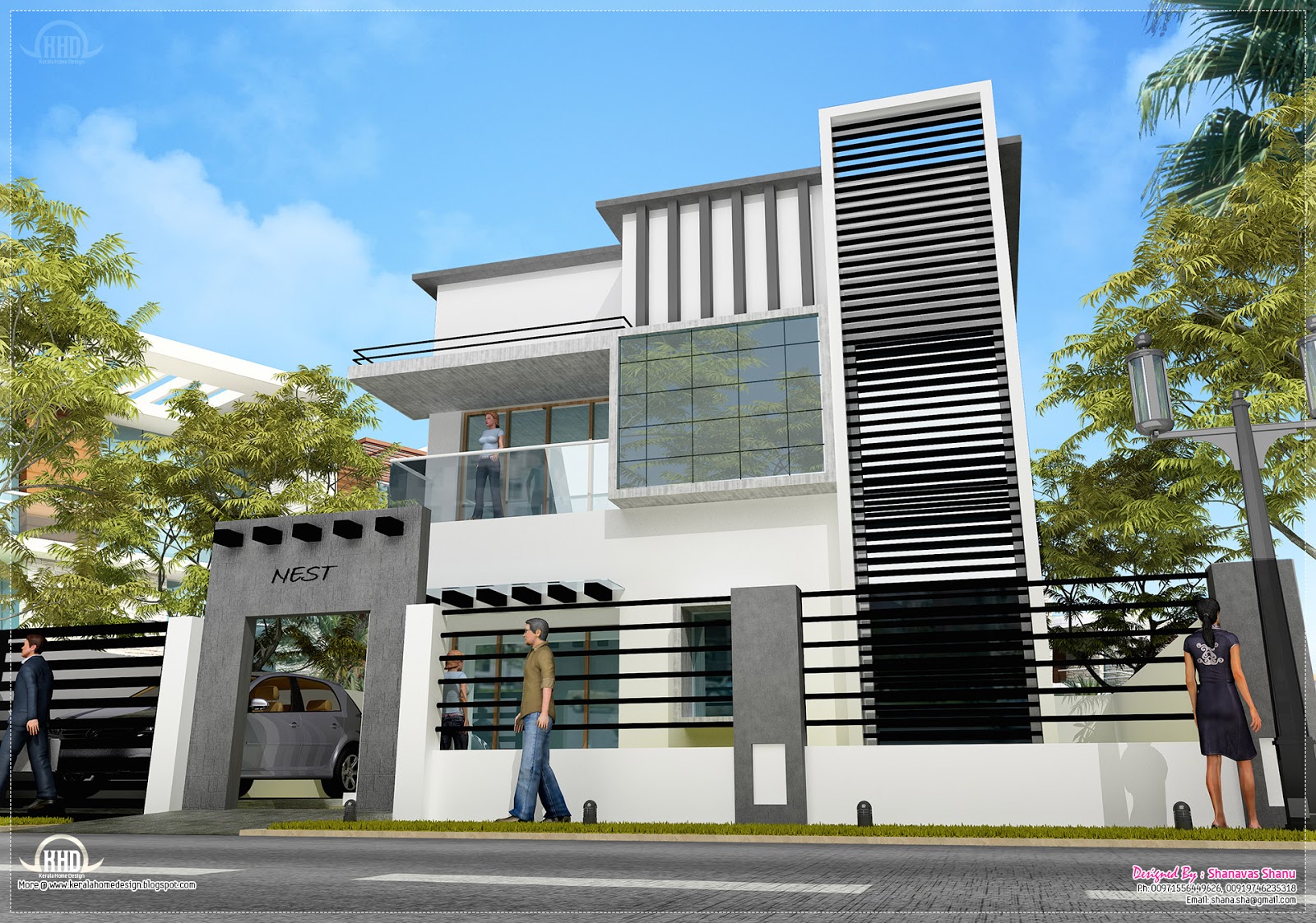  1600  sq  feet  contemporary  modern  home  design  Home  Kerala 