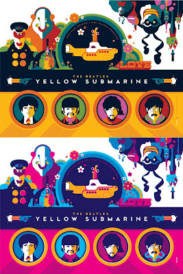 The Beatles Yellow Submarine Print Set by Tom Whalen - Print 1 Standard and Pink Variant Editions