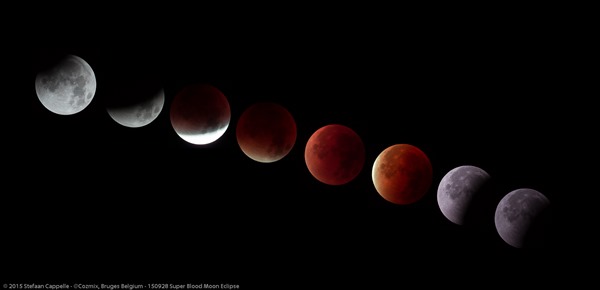 De maansverduistering van 28 september 2015 gefotografeerd door Stefaan Cappelle