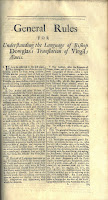 First page of the 1710 edition's General Rules for Understanding the Language of Gavin Douglas's Translation of Virgil.