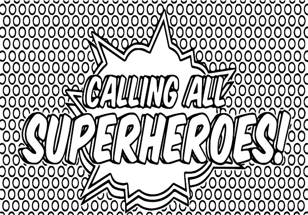 Superheroes Super Hero Popart Text Coloring Page