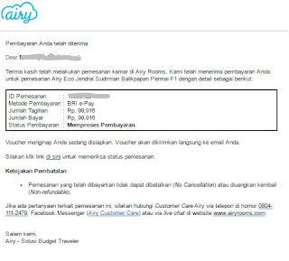 bukti pembayaran airy telah diterima