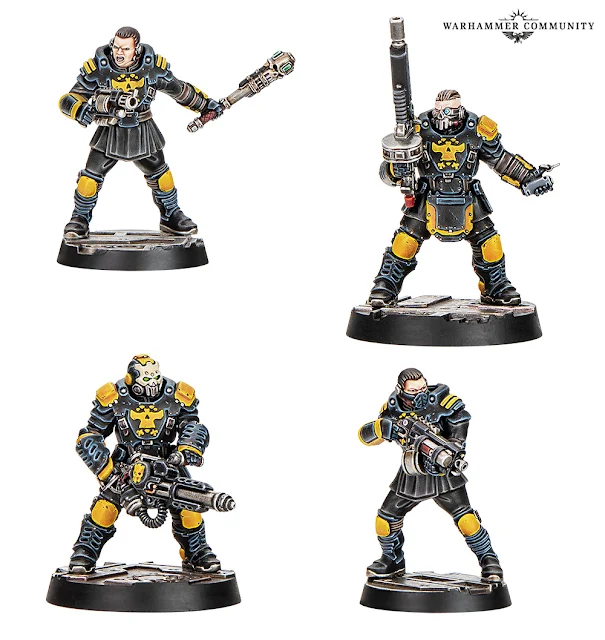 Nuevos Palanite Enforcers con oficiales, armas y Bastion of Law para Necromunda