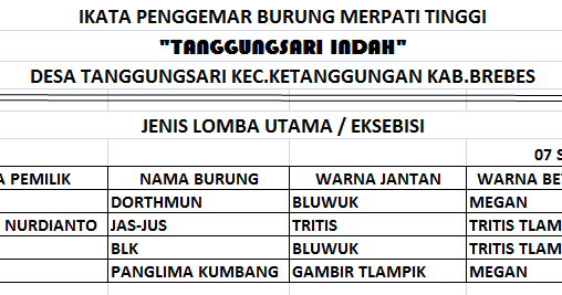 Tanggungsari Indah Nama Nama Juara Merpati Tinggi