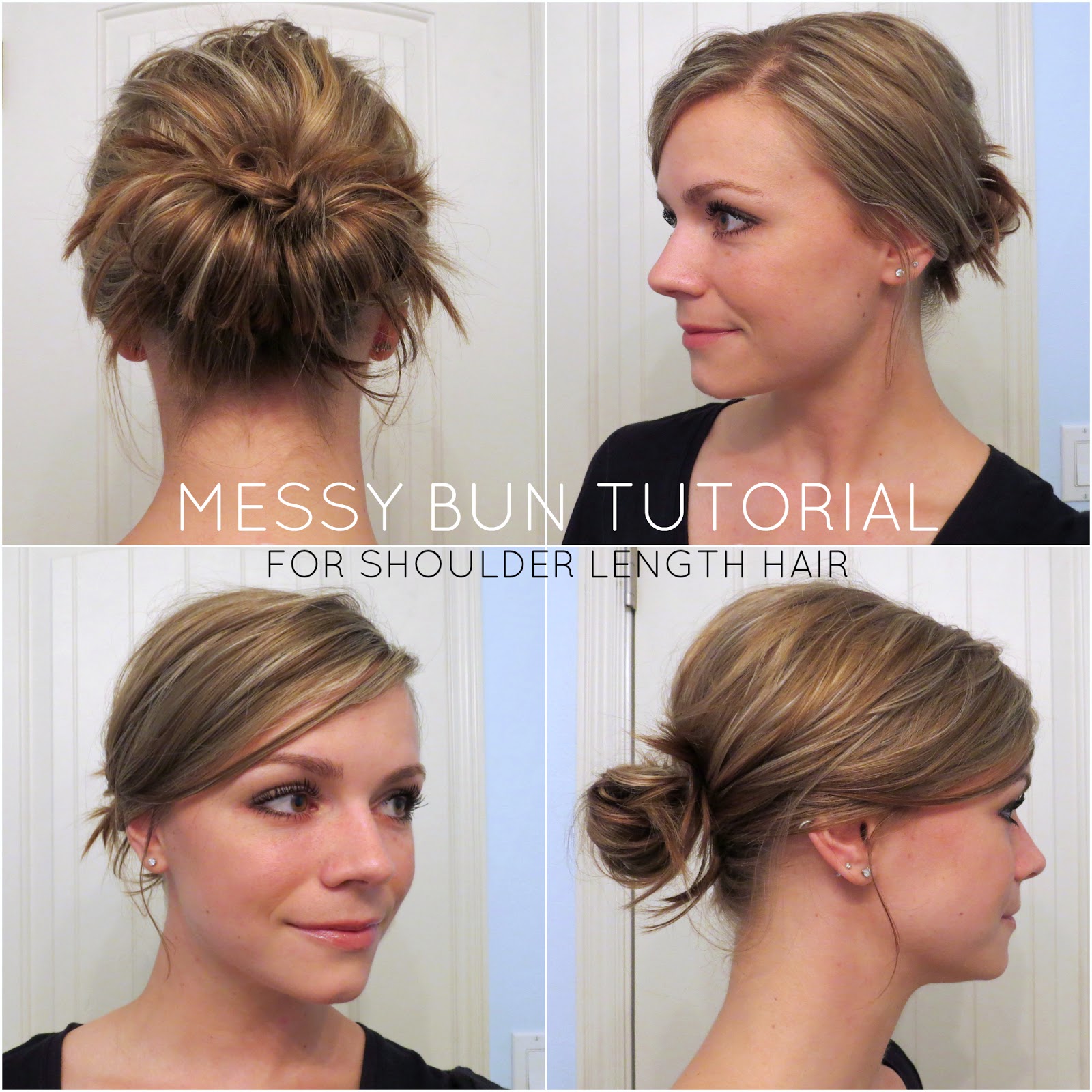 Bye Bye Beehive A Hairstyle Blog Messy Bun For Shoulder Length