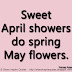 Sweet April showers do spring May flowers. ~Thomas Tusser