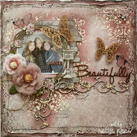 Scrapbook page by Gabrielle Pollacco using Dusty Attic chipboard and Maja Design papers