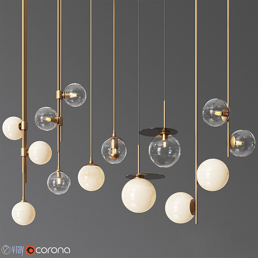 Pendant Light Collection 14 - 4 Type 3d model