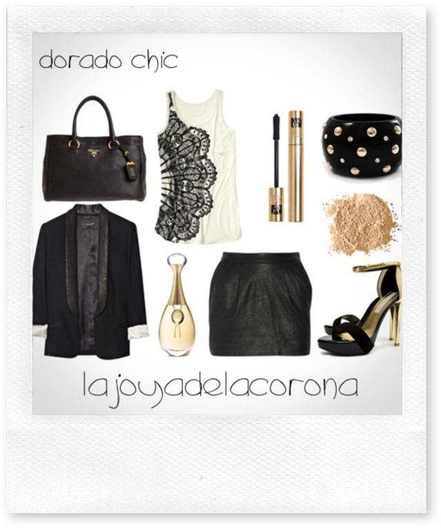 falda negro y dorado