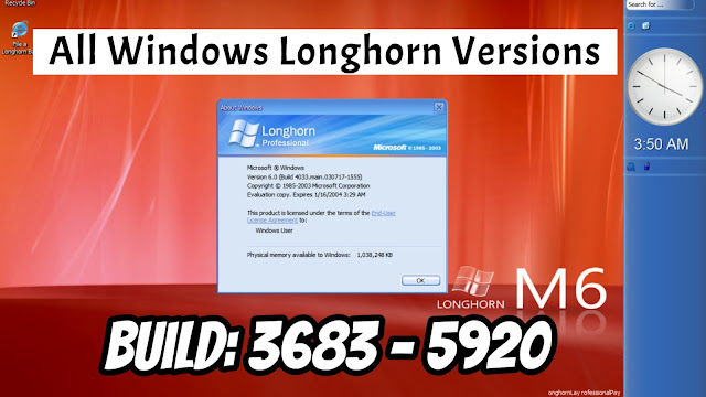 All Windows Longhorn Versions