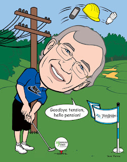 Hello Pension Retirement Golfer Caricature from Photo