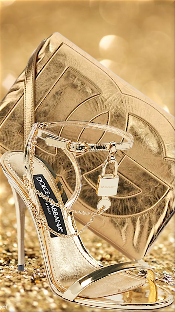 ♦Dolce & Gabbana Keira golden metallic leather sandals & logo soft leather crossbody bag #brilliantluxury