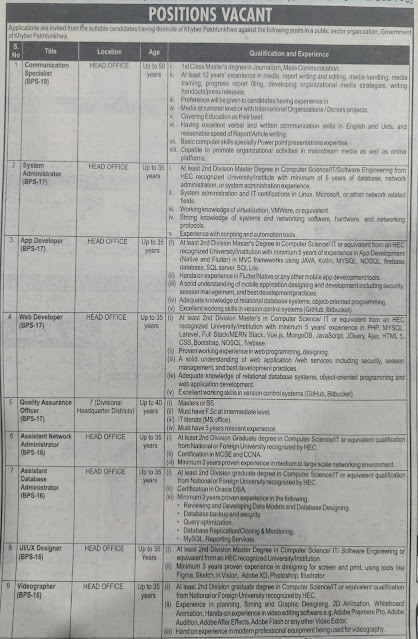 jobs in kpk , Latest jobs kp ,Jobs near me , position vacant