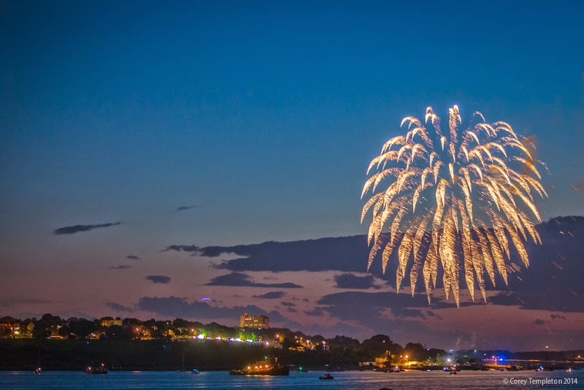 Portland, Maine Summer July 2014 Fourth of July Fireworks Independence Day from Fort Gorges in Portland Harbor photo by Corey Templeton