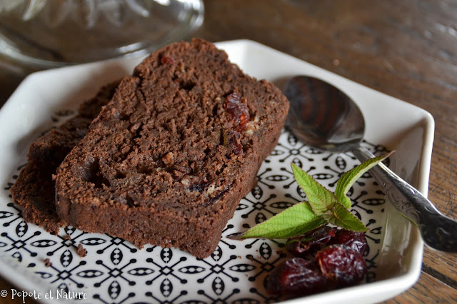 Gâteau au chocolat à la courgette et aux cranberrys @Popote et Nature