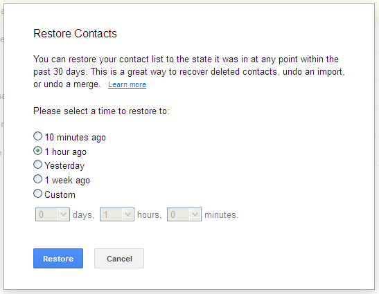 Restore Contacts