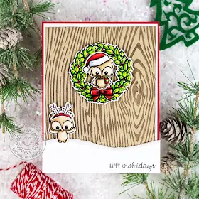 Sunny Studio Stamps: Embossing Folders Merry Mice Woodland Border Dies Winter Holiday Card by Rachel Alvarado