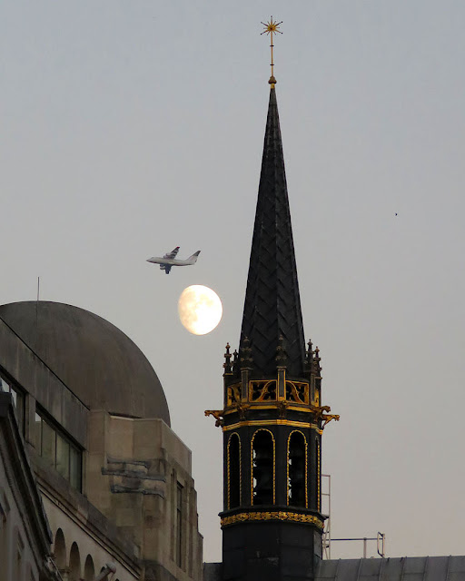 The Atkinson Carillon, with the moon and a plane
Old Bond Street, London