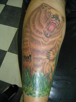 Bear Tattoo Design on Foot Man