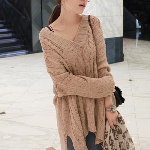 Korean Oversized V-neck Knit Sweater