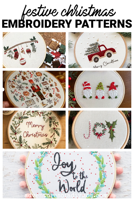 collage of christmas embroidery patterns