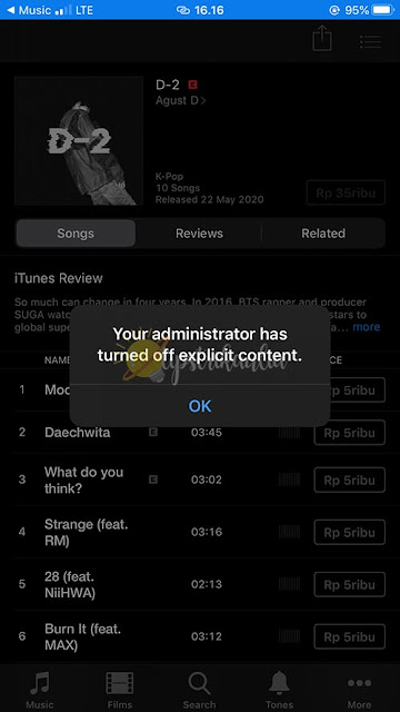 menonaktifkan konten explicit itunes