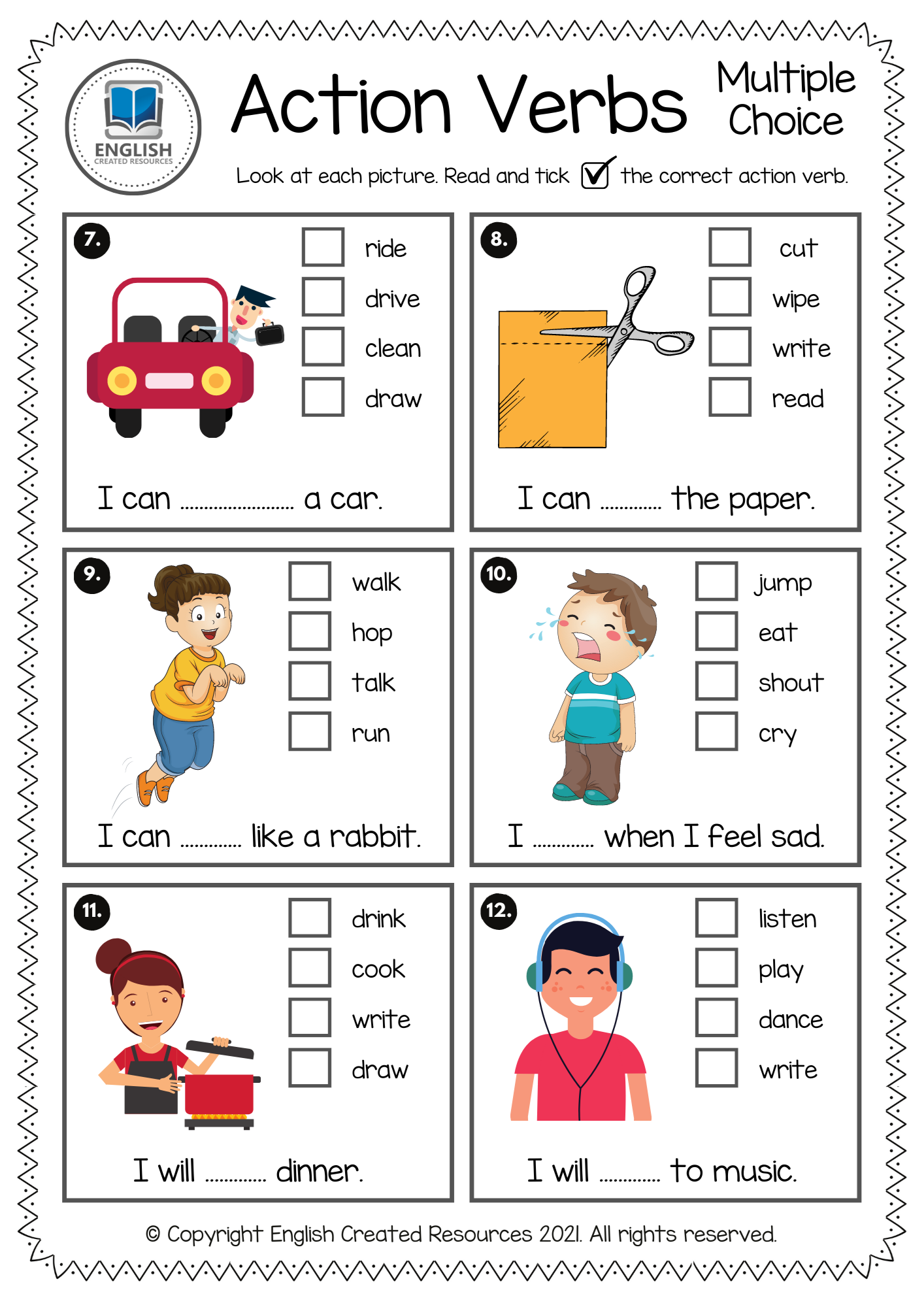 action verbs activity book