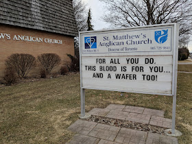 St. Matthew's Anglican Church sign in Oshawa ON pic by Rev. Ken Symes