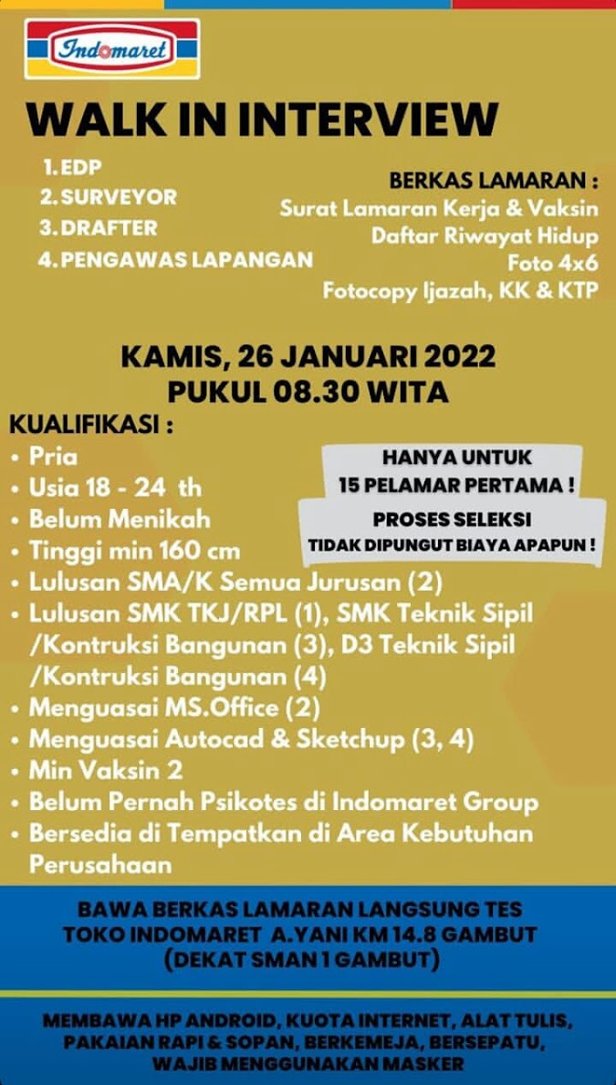 Walk In Interview PT. Indomarco Prismatama Terbaru 2023