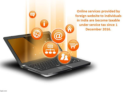 Online services provided by foreign website to individuals in India are become taxable under service tax since 1 December 2016,notification No. 46/2016, Dated: November  09,2016 (Place of provision of services (Amendment) Rules, 2016),