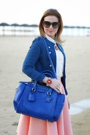 Sodini bijoux Spring Summer 2014, Only Anette military blazer, borsa blu bauletto Sodini, Fashion and Cookies, fashion blogger