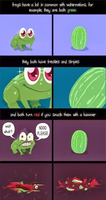 common things between frog and watermelons