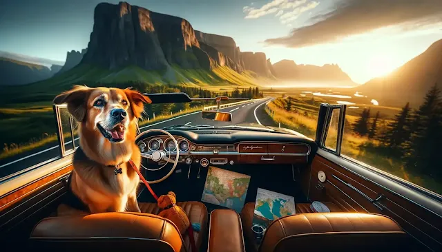 Road Trips with A happy dog sticking its head out of a car window during a road trip with its owner."