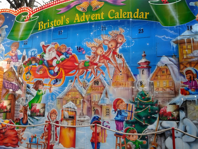 Giant advent calendar in Bristol's Christmas market