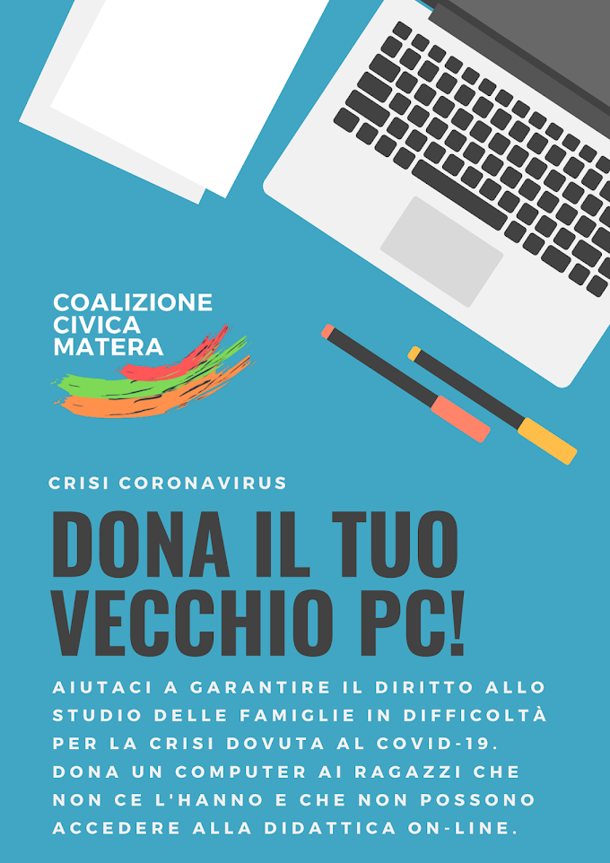 Matera: al via una campagna donazione PC per famiglie in difficoltà