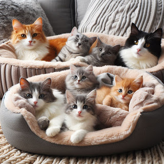 different breed of cats in a couch