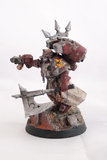 Ashen Circle Raptor Chaos Marines champion with power axe and combi flamer pistol