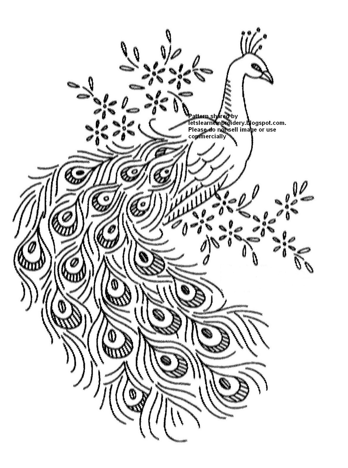 Download Let's learn embroidery: Free peacock pattern 1