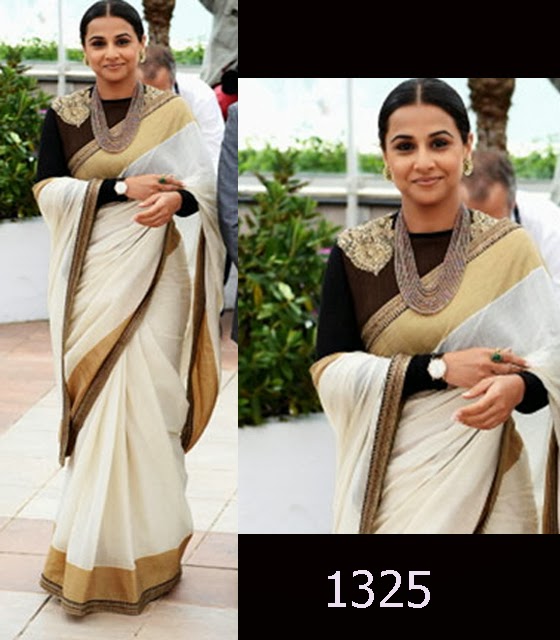 Vidya Balan in Sabyasachi white Traditional Saree at Cannes 2013