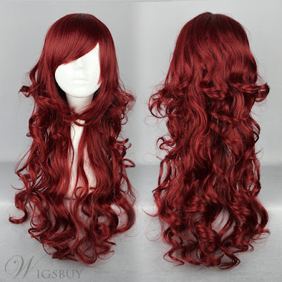  Japanese Lolita Style Dark Red Color Cosplay Wigs 26 Inches