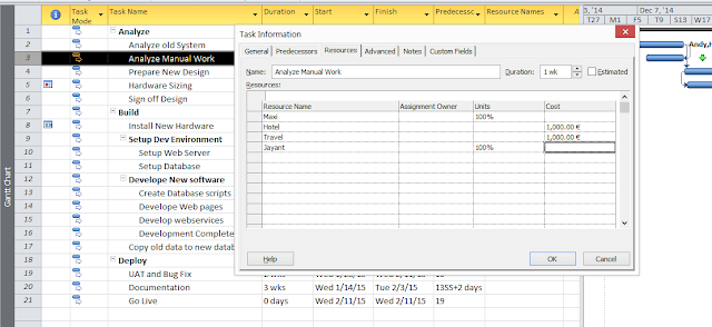 Assigning resource via Task Information